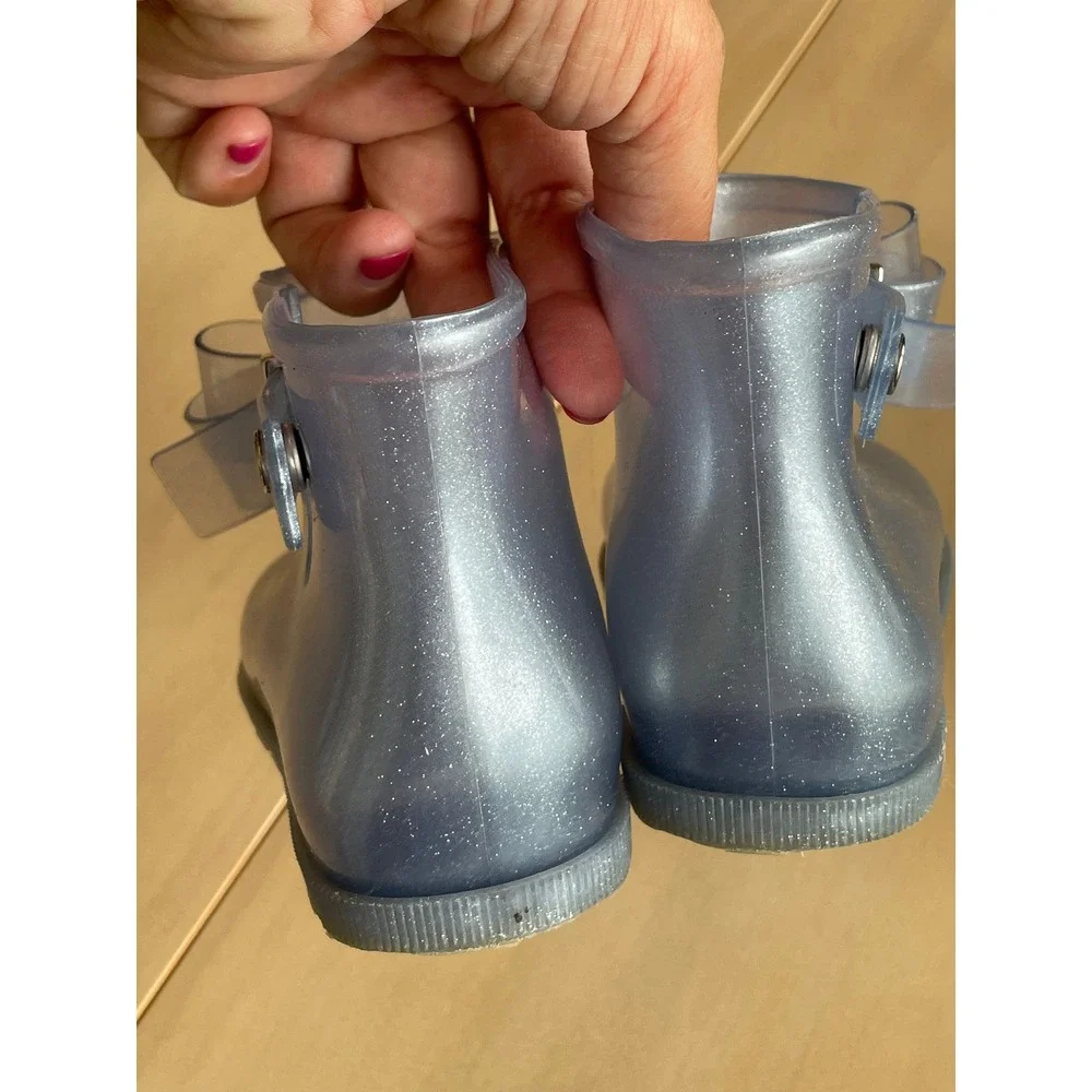 Mini Melissa Ultragirl Bow Blue Glitter Jelly Mary Jane Shoes Toddler US 9